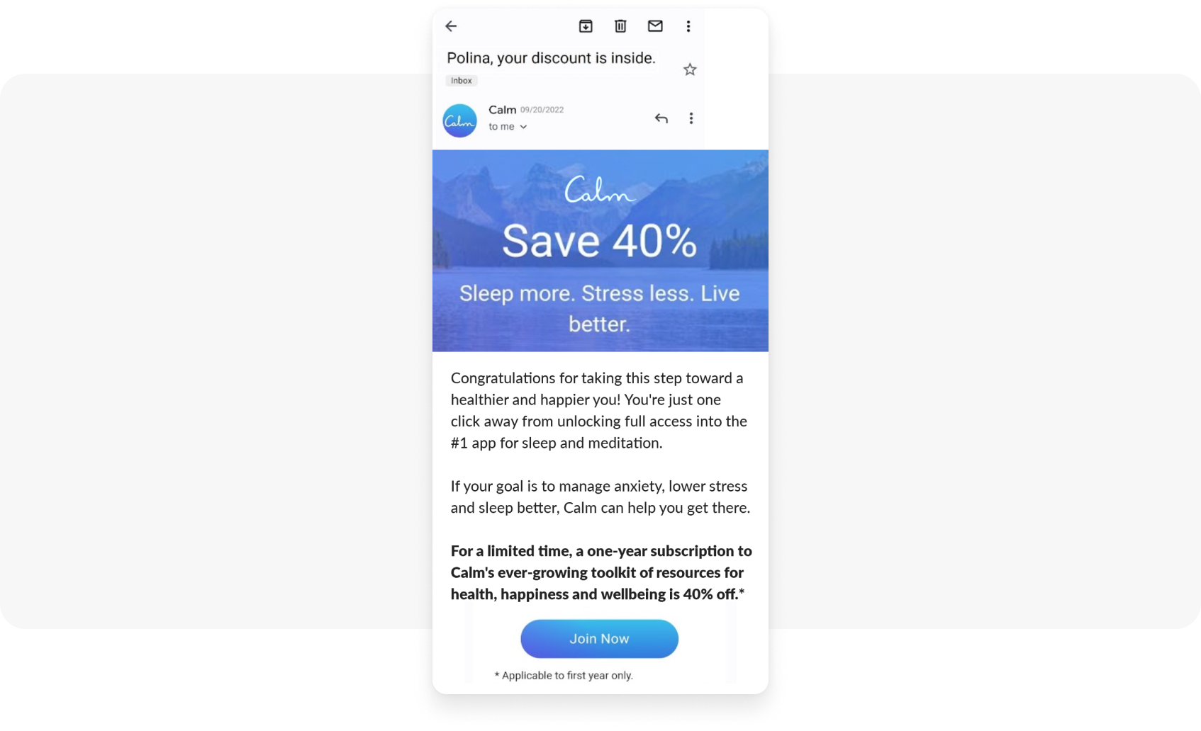 Calm app conversion to premium